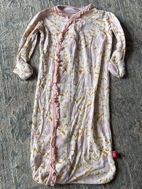 Pink Floral Infant Sleep Gown - Soft Ruffle Trim